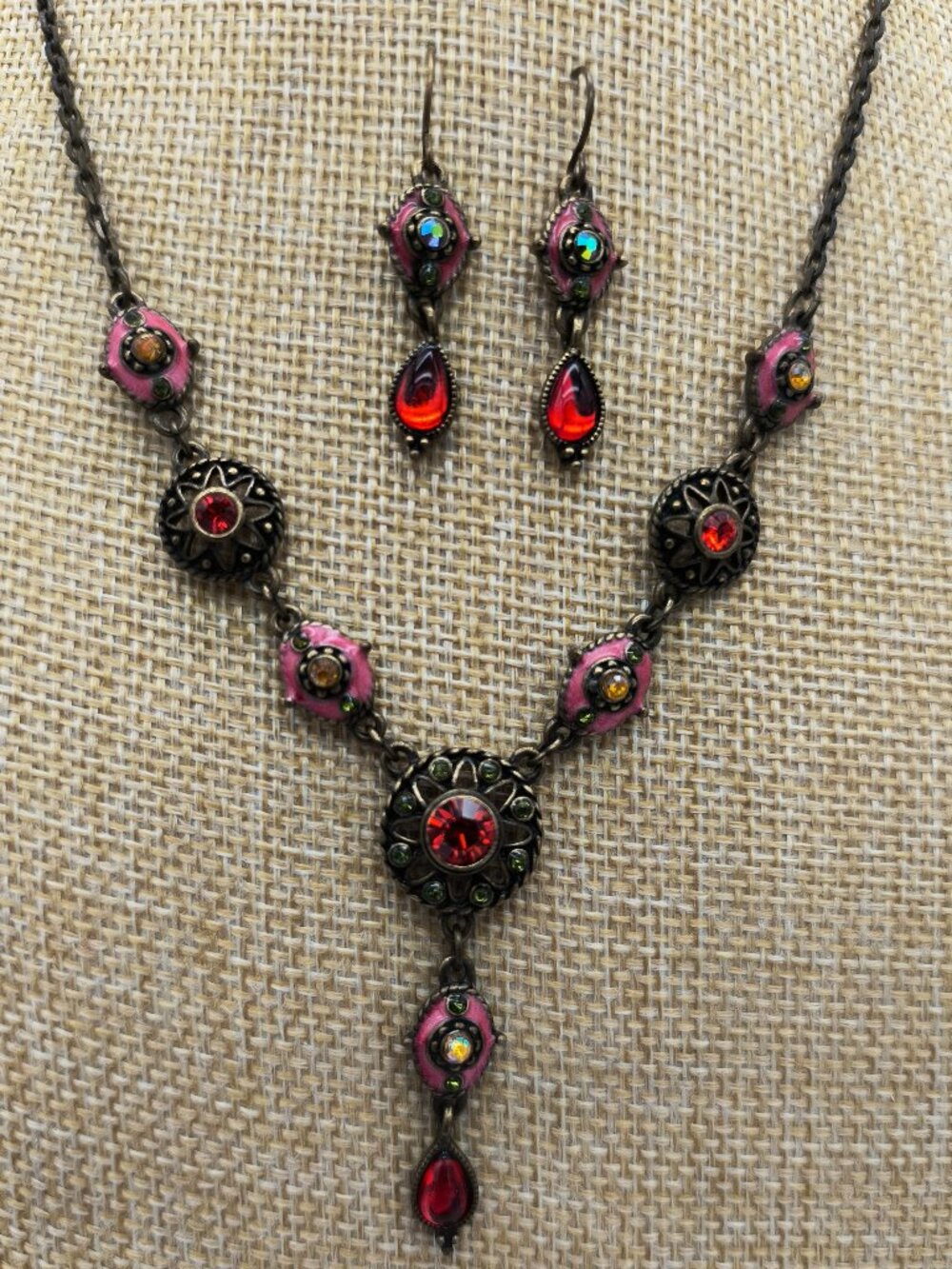 Vintage Nina Ricci Victorian Revival Necklace & Earrings Set